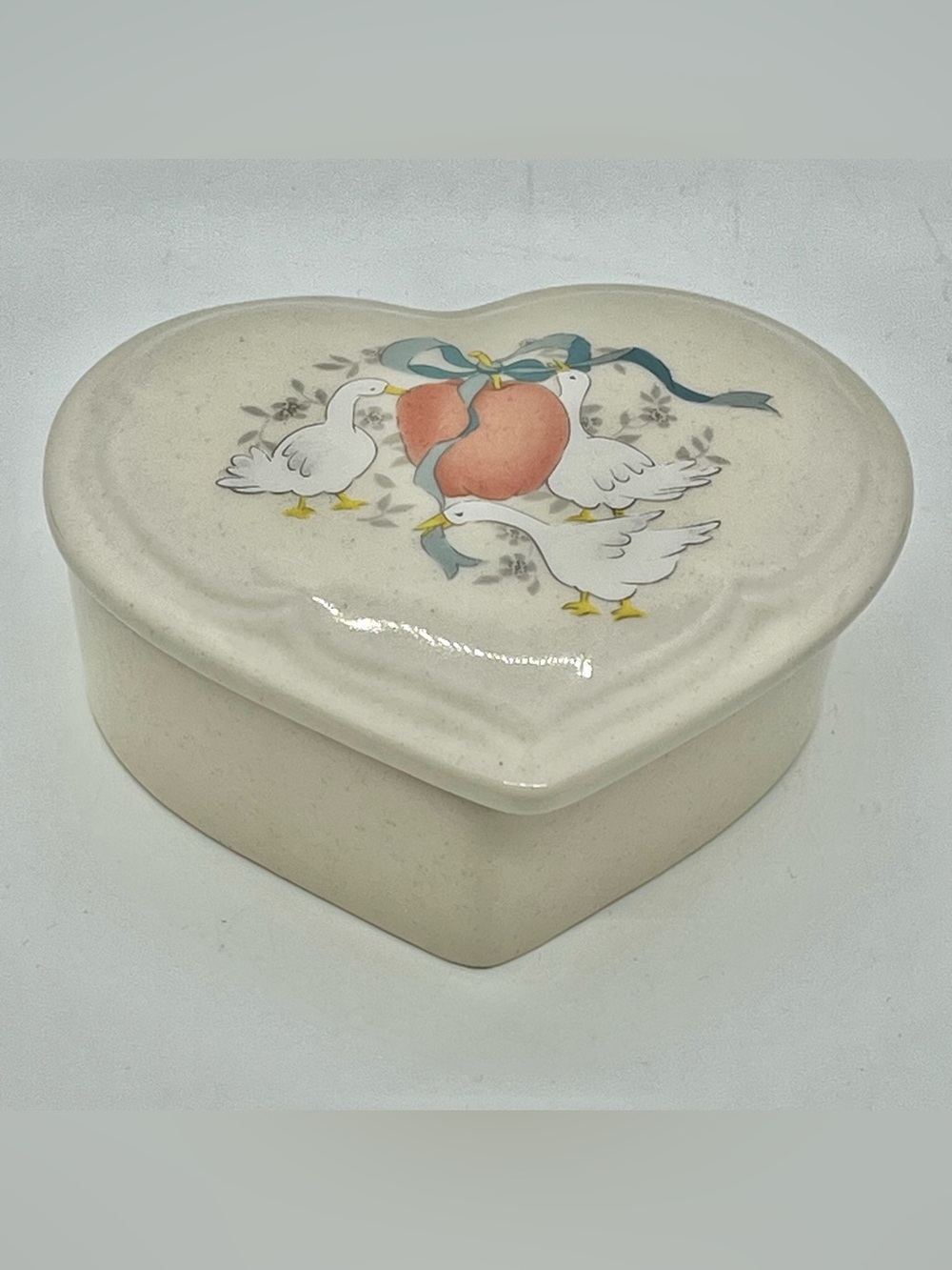 Vintage International China Marmalade Heart Shaped Lidded Trinket Box